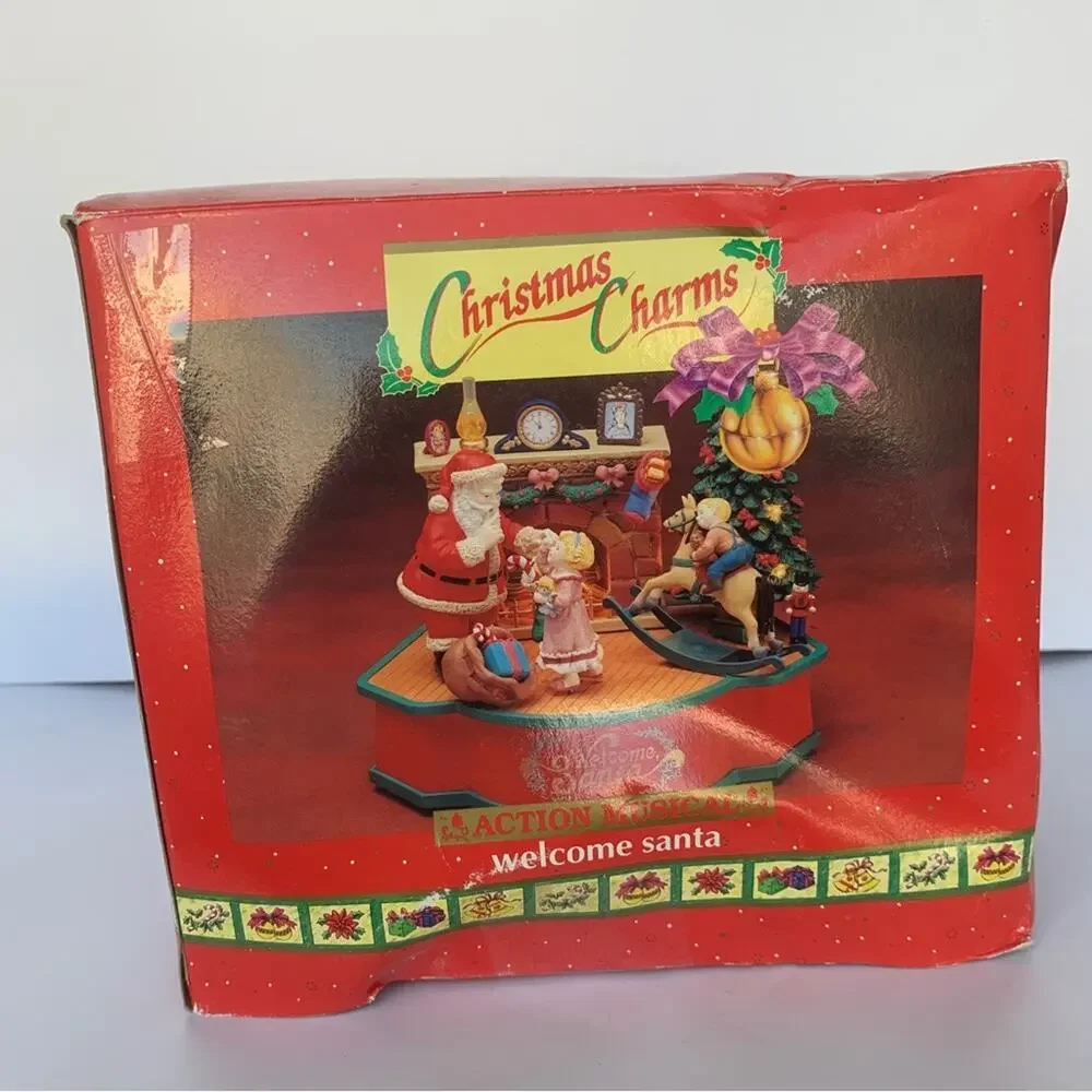 1993 Lustre Fame Animated Welcome Santa Music Box
